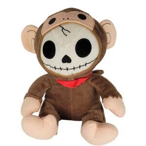 Fiesta Furrybones Plush Monkey Skeleton 9" Brown Red Scarf Stuffed Animal Toy